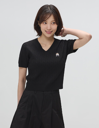 韓國 SPAO V-neck short-sleeved knit【SP090】
