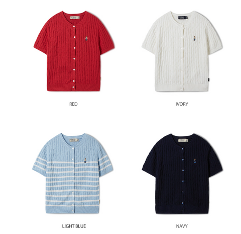 韓國 Who.A.U Steve Round Neck Short Sleeve Cardigan【WA125】