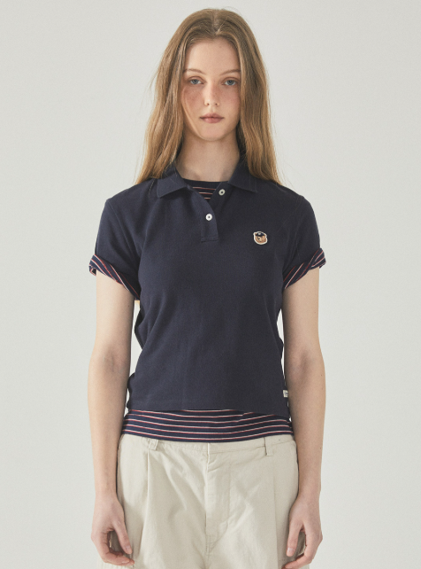 韓國 WhoAU Women's Steve Crop Collar T-Shirt【WA133】