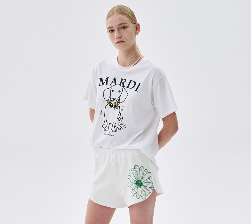 韓國 Mardi Mercredi TSHIRT SWING THE TAIL DDANJI FLOWER NECKLACE【MM060】
