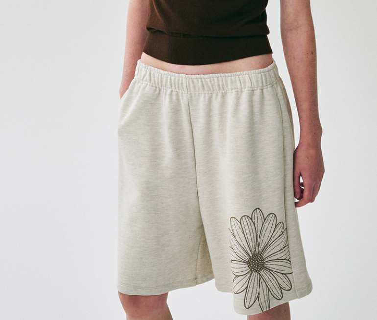 韓國 Mardi Mercredi OVERSIZED SWEAT BERMUDA FLOWER【MM062】