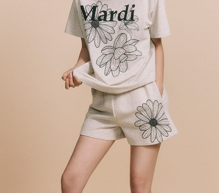 韓國 Mardi Mercredi SWEAT SHORTS FLOWER【MM063】