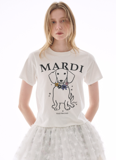 韓國 Mardi Mercredi SLIM TSHIRT SWING THE TAIL DDANJI FLOWER NECKLACE MULTICOLOR【MM117】
