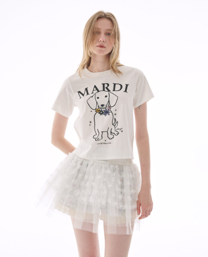 韓國 Mardi Mercredi SLIM TSHIRT SWING THE TAIL DDANJI FLOWER NECKLACE MULTICOLOR【MM117】