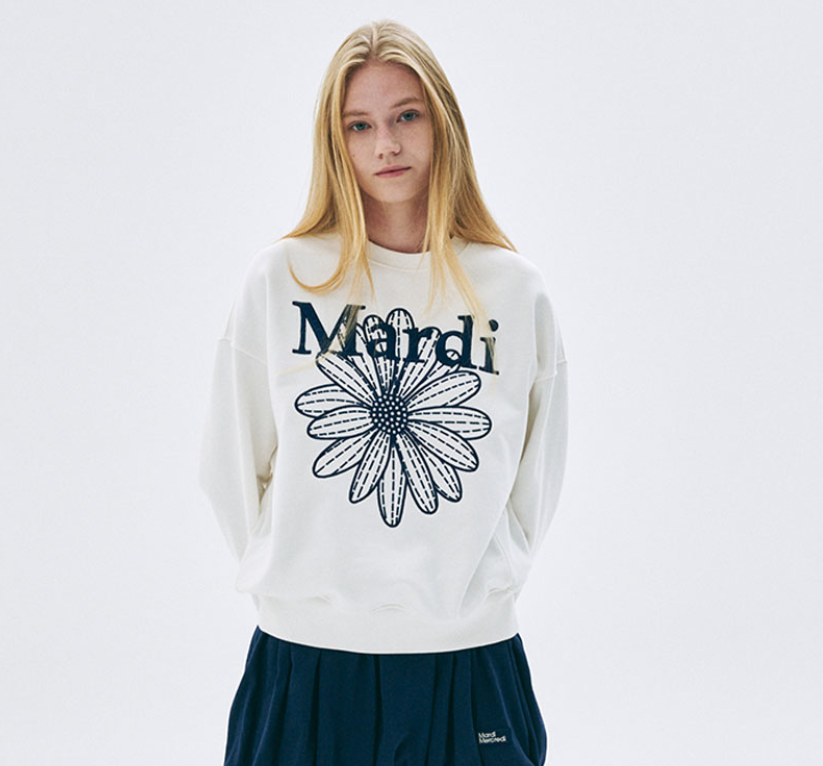 韓國 Mardi Mercredi SWEATSHIRT FLOWERMARDI NEEDLEWORK【MM065】