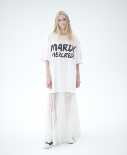 韓國 Mardi Mercredi OVERSIZED TSHIRT BRUSH LOGO CONTRAST【MM119】