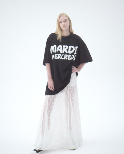 韓國 Mardi Mercredi OVERSIZED TSHIRT BRUSH LOGO CONTRAST【MM119】