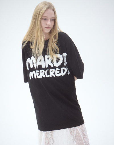 韓國 Mardi Mercredi OVERSIZED TSHIRT BRUSH LOGO CONTRAST【MM119】