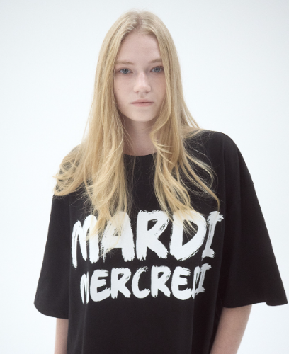 韓國 Mardi Mercredi OVERSIZED TSHIRT BRUSH LOGO CONTRAST【MM119】