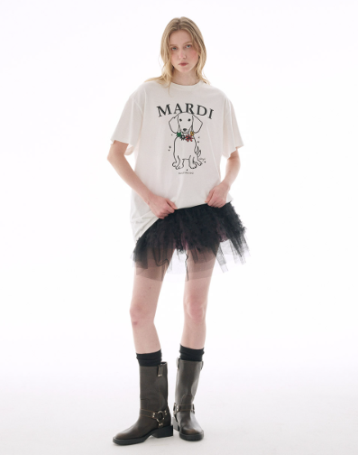 韓國 Mardi Mercredi UNISEX TSHIRT SWING THE TAIL DDANJI FLOWER NECKLACE MULTICOLOR【MM120】