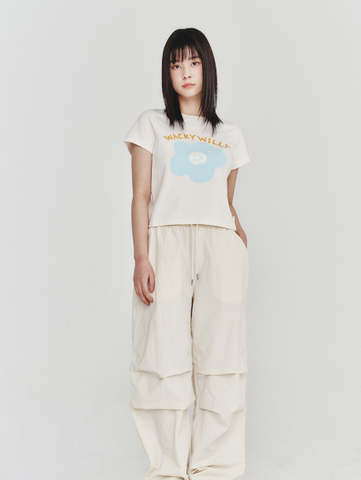 韓國 Wacky Willy Women's Lily Graphic Crop Short Sleeve T-Shirt【WW218】