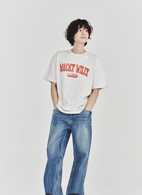 韓國 Wacky Willy Washed Logo Crewneck T-Shirt【WW210】