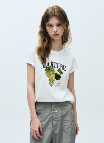 韓國 Marithe Francois Girbaud Women's GRAPE GRAPHIC T-SHIRTS【MF583】