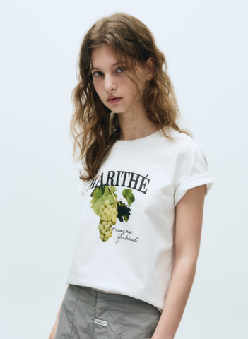 韓國 Marithe Francois Girbaud Women's GRAPE GRAPHIC T-SHIRTS【MF583】