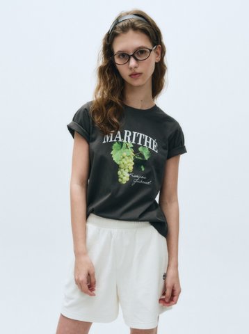 韓國 Marithe Francois Girbaud Women's GRAPE GRAPHIC T-SHIRTS【MF583】