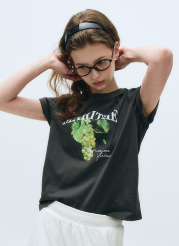 韓國 Marithe Francois Girbaud Women's GRAPE GRAPHIC T-SHIRTS【MF583】