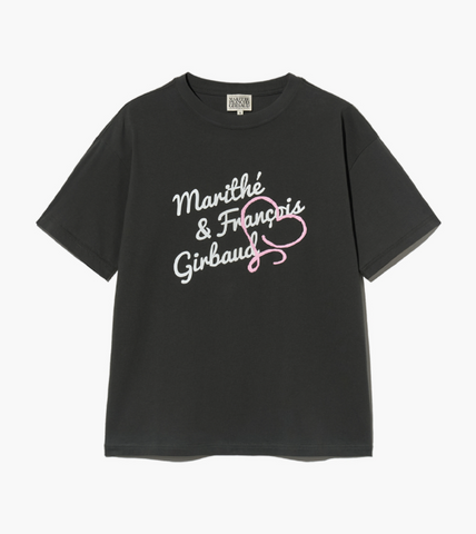 韓國 Marithe Francois Girbaud Women's OVER FIT HANDWRITING LOGO HEART T-SHIRTS【MF579】