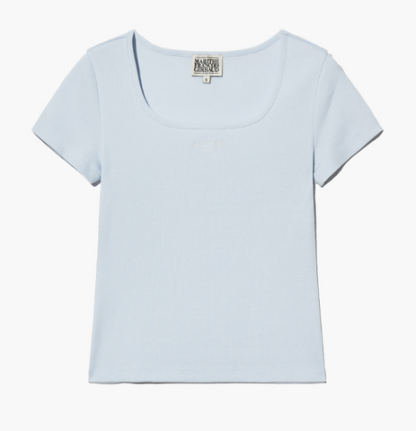 韓國 Marithe Francois Girbaud Women's SLIM FIT SQUARE NECK T-SHIRTS【MF581】