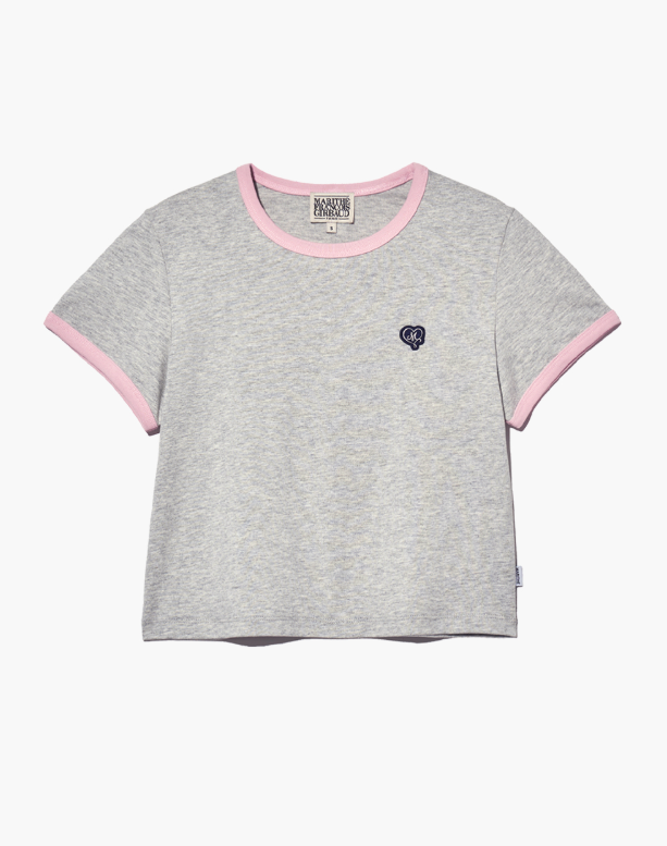 韓國 Marithe Francois Girbaud HEART WAPPEN CROP RINGER T-SHIRT【MF487】
