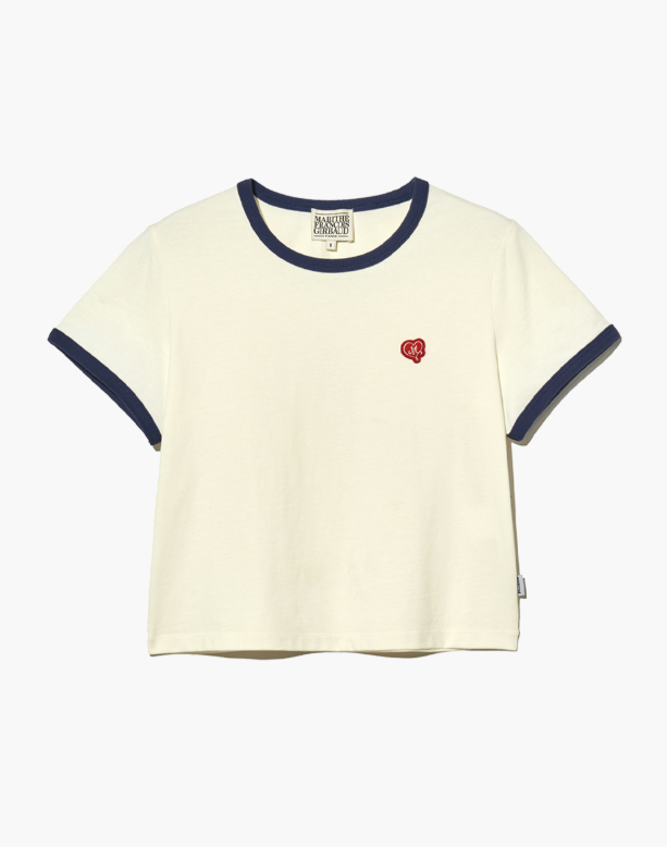 韓國 Marithe Francois Girbaud HEART WAPPEN CROP RINGER T-SHIRT【MF487】