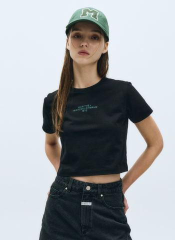 韓國 Marithe Francois Girbaud Women's LETTERING CROP T-SHIRT【MF497】