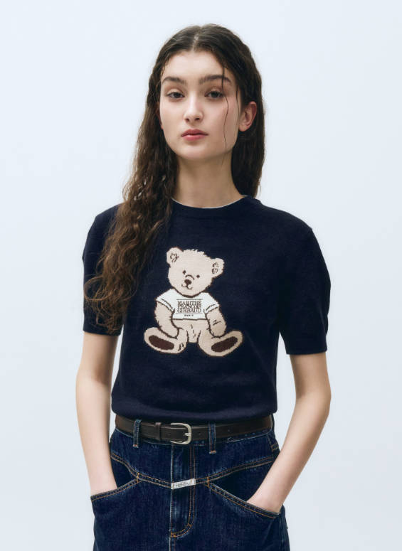 韓國 Marithe Francois Girbaud W DOODLE BEAR HALF KNIT【MF438】