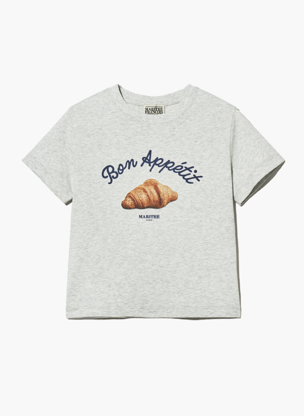 韓國 Marithe Francois Girbaud Women's SLIM FIT BREAD GRAHPIC CROP T-SHIRT【MF490】