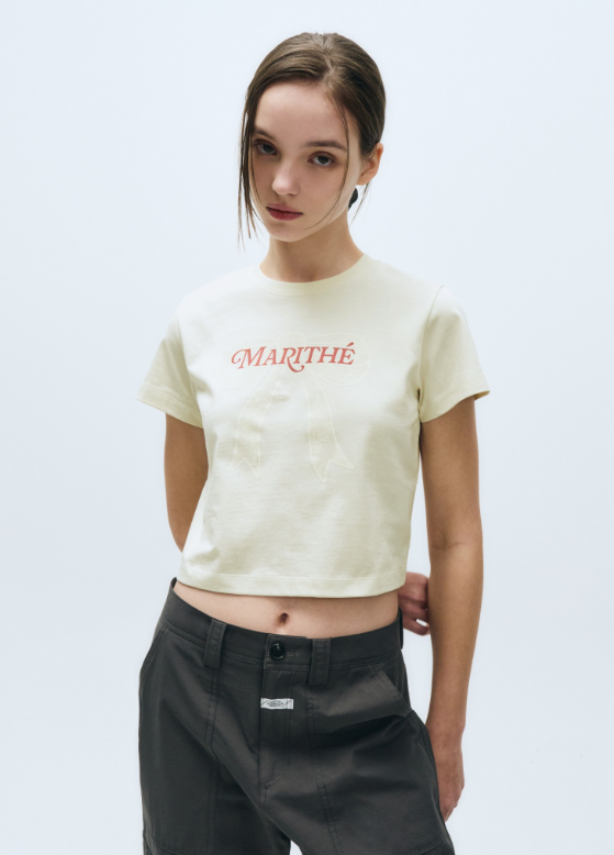 韓國 Marithe Francois Girbaud Basic Bow T-Shirt【MF505】