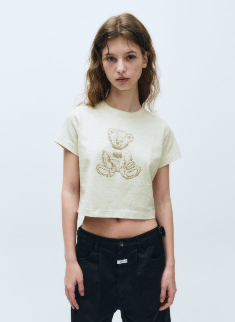 韓國 Marithe Francois Girbaud Bear Crop T-Shirt【MF508】