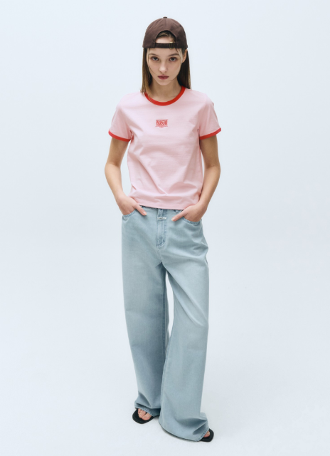 韓國 Marithe Francois Girbaud CLASSIC LOGO RINGER T-SHIRT【MF470】