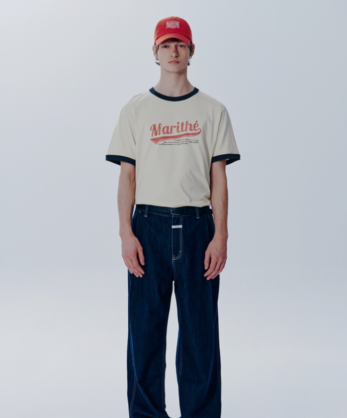 韓國 Marithe Francois Girbaud Vintage Baseball Ringer Tee【MF414】