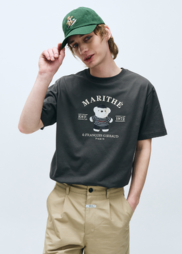 韓國 Marithe Francois Girbaud DOODLE BEAR IMAGE GRAPHIC TSHIRT【MF484】