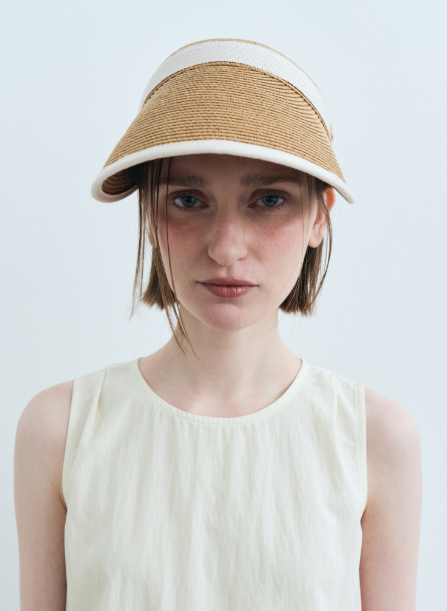 韓國 Marithe Francois Girbaud CIRCLE LOGO RAFFIA SUN VISOR【MF585】
