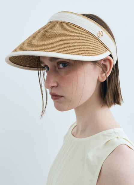 韓國 Marithe Francois Girbaud CIRCLE LOGO RAFFIA SUN VISOR【MF585】