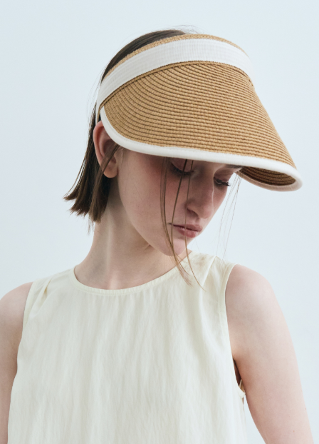 韓國 Marithe Francois Girbaud CIRCLE LOGO RAFFIA SUN VISOR【MF585】