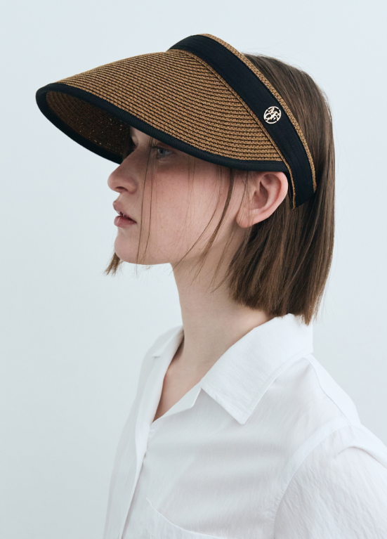 韓國 Marithe Francois Girbaud CIRCLE LOGO RAFFIA SUN VISOR【MF585】