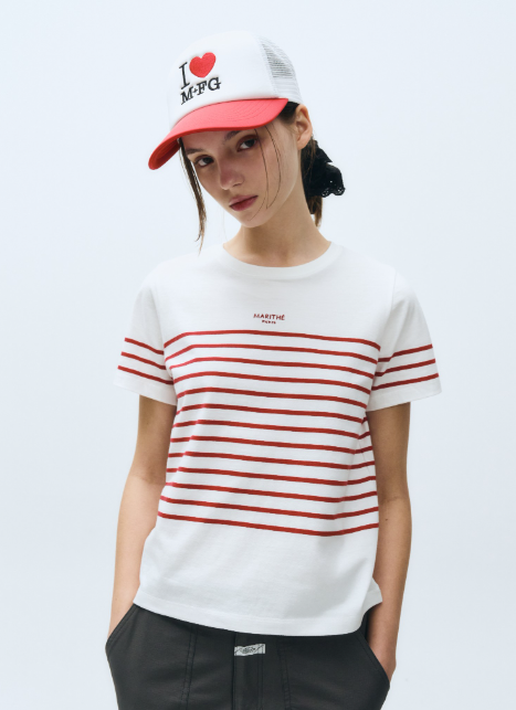 韓國 Marithe Francois Girbaud Women's STRIPE T-SHIRTS【MF564】