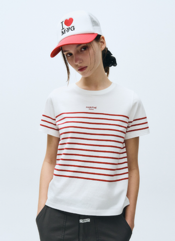 韓國 Marithe Francois Girbaud Women's STRIPE T-SHIRTS【MF564】