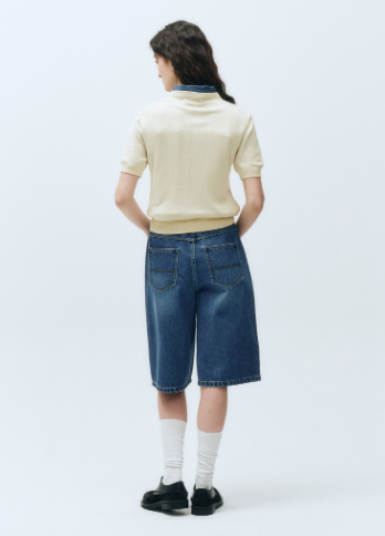 韓國 Marithe Francois Girbaud W LONG BERMUDA DENIM PANTS【MF597】