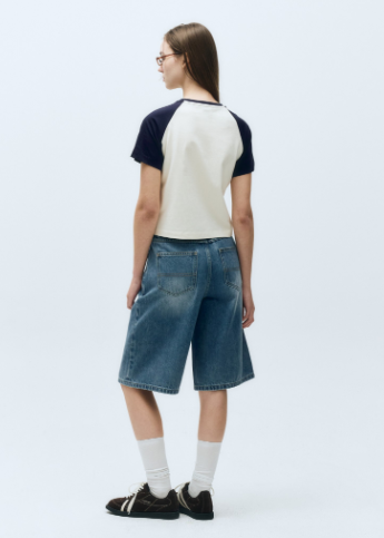 韓國 Marithe Francois Girbaud W LONG BERMUDA DENIM PANTS【MF597】