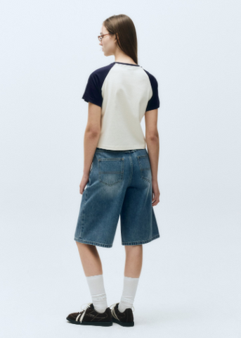 韓國 Marithe Francois Girbaud W LONG BERMUDA DENIM PANTS【MF597】