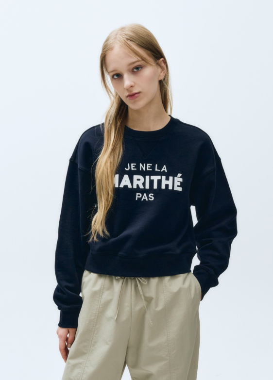 韓國 Marithe Francois Girbaud W APPLIQUE LOGO CROP SWEATSHIRT【MF325】