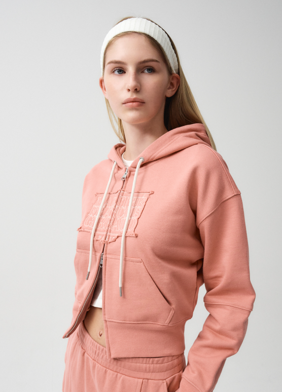 韓國 Marithe Francois Girbaud W CLASSIC LOGO CROP HOODIE ZIPUP 【MF018】