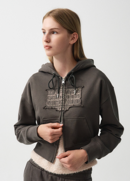 韓國 Marithe Francois Girbaud W CLASSIC LOGO CROP HOODIE ZIPUP 【MF018】