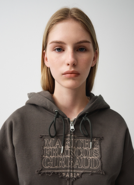 韓國 Marithe Francois Girbaud W CLASSIC LOGO CROP HOODIE ZIPUP 【MF018】