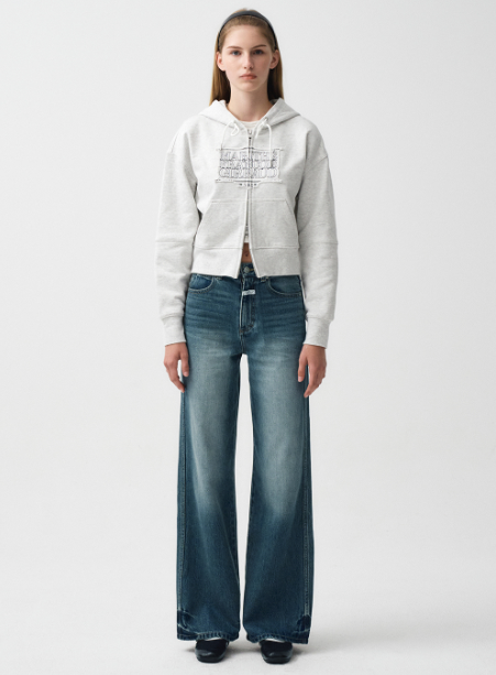 韓國 Marithe Francois Girbaud W CLASSIC LOGO CROP HOODIE ZIPUP 【MF018】