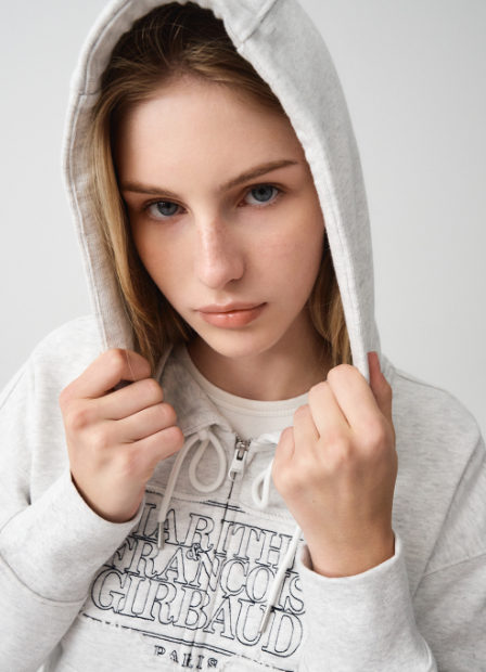 韓國 Marithe Francois Girbaud W CLASSIC LOGO CROP HOODIE ZIPUP 【MF018】