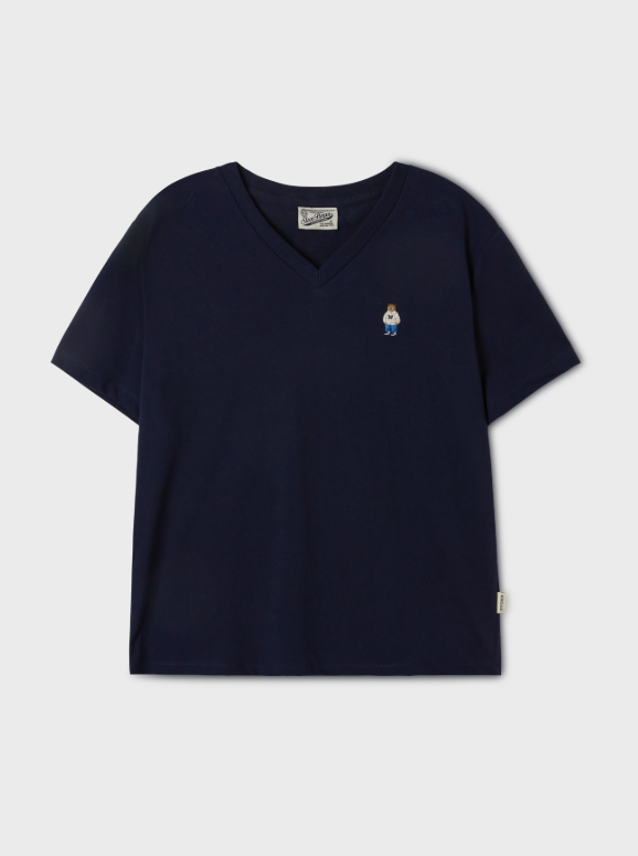 韓國 Who.A.U Steve V-neck Short Sleeve T-shirt【WA173】