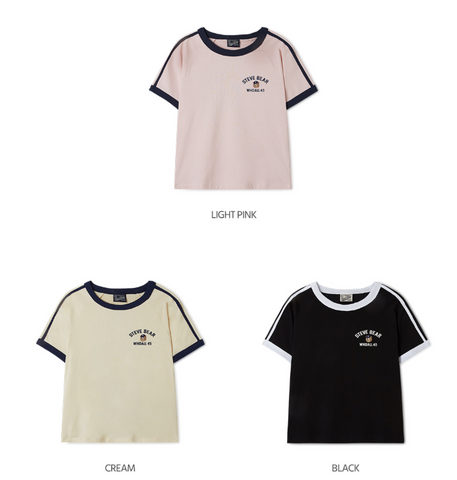 韓國 Who.A.U Steve Track Line Ringer T-shirt【WA172】