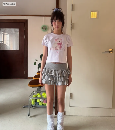 韓國 Video Jockey Sweet Cat Crop T-Shirt【VJ069】